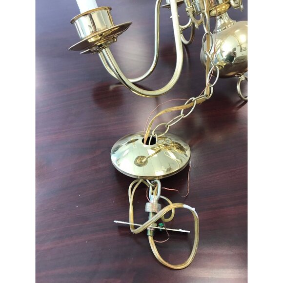 Vintage 1972 Chandelier Solid Brass Gold Ceiling Light Fixture 6 Lights - Picture 10 of 10